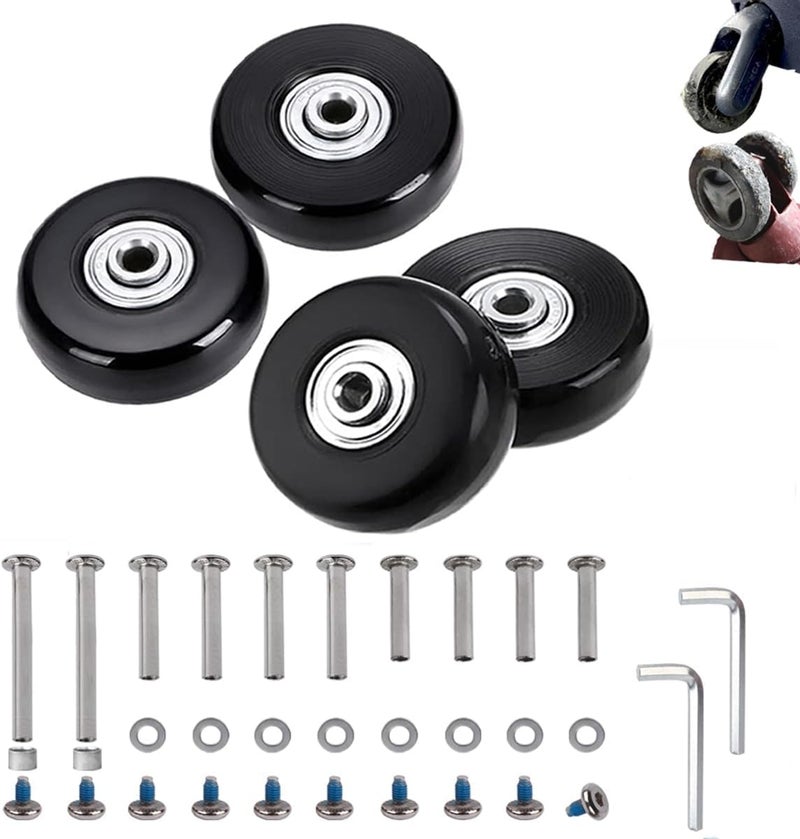 EVARSOL 40mm Set of 4 Luggage Suitcase Replacement Wheels for Trolley Case Travel Bags Caster Inline Roller Skating Roller Swivel Rubber Rollers Bearings Casters Repair Kits with Axles 30mm&35mm&60mm - Image 1